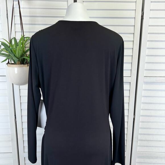 New Ashro Black Faux Wrap Church Dress Grommet Trim‎ Long Sleeve Size XL - Picture 5 of 10